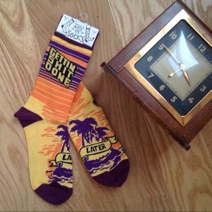 Gettin Done Later Crew Sock Sunset Palm Trees Fun